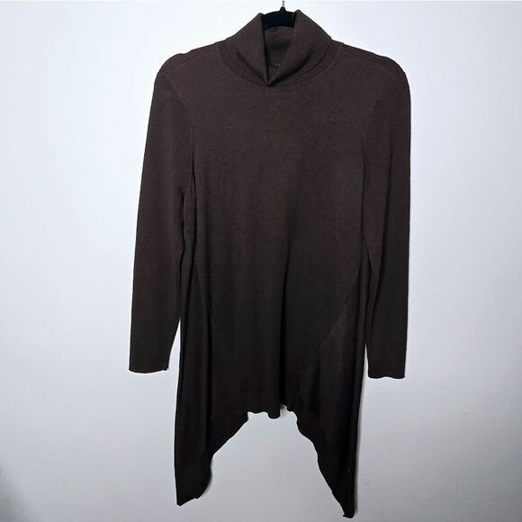 Chicos Cashmere Featherweight Turtleneck Brown Sweater 1 Medium - Picture 1 of 7